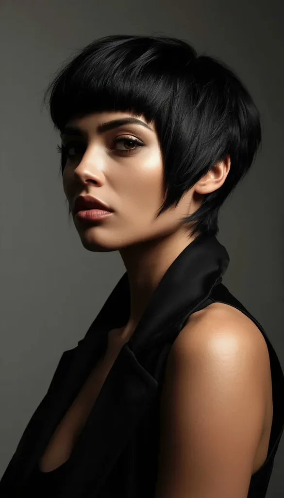 Short Layered Pixie Bob With Bangs