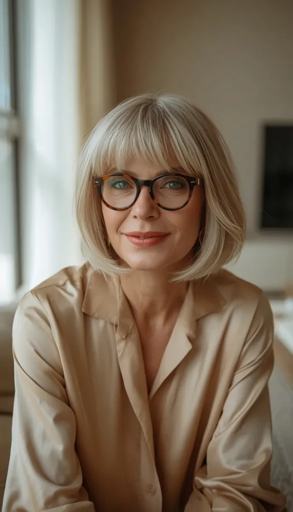 Textured Layered Bob with Curtain Bangs