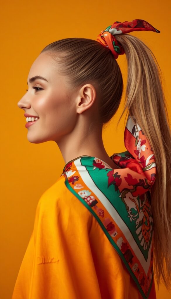 The Scarf Wrapped Ponytail