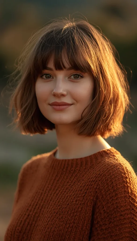 Wispy Bangs Choppy Bob