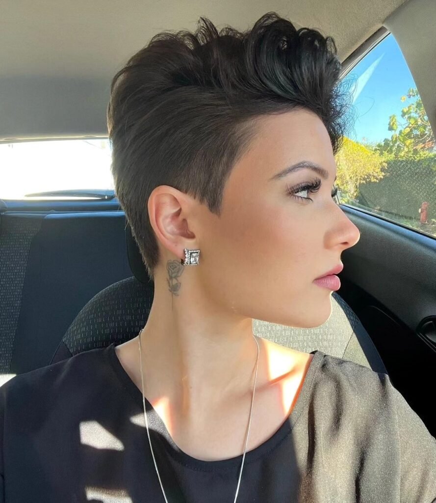 The Side Swept Pixie with Bangs