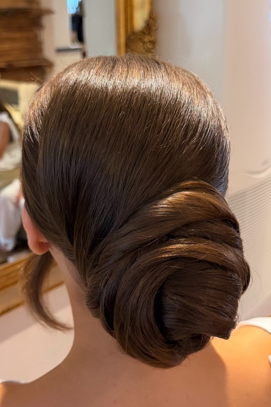 Classic Low Chignon bridesmaid hairstyle