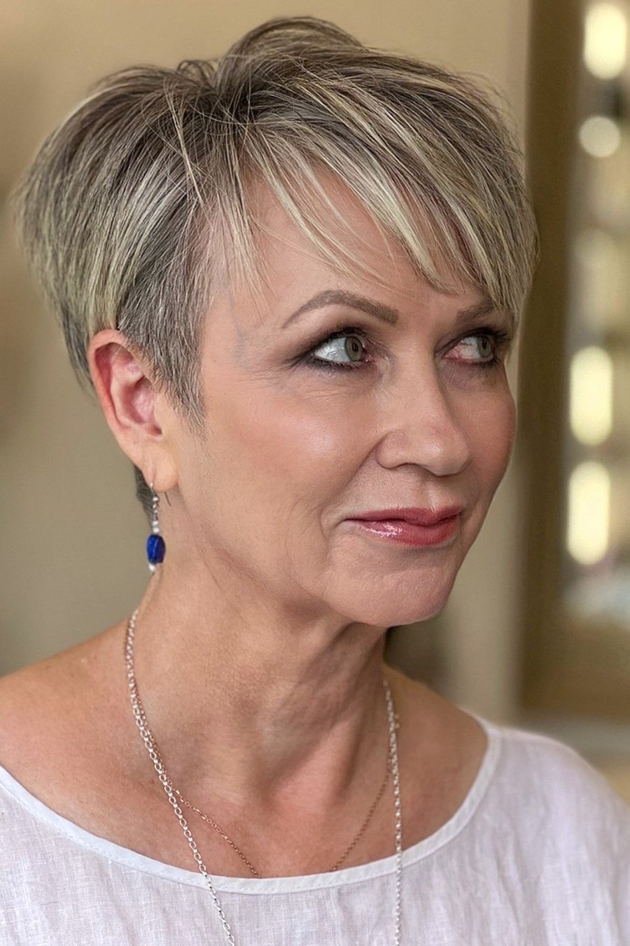 Textured Pixie - low maintenance short grey hairstyles for women