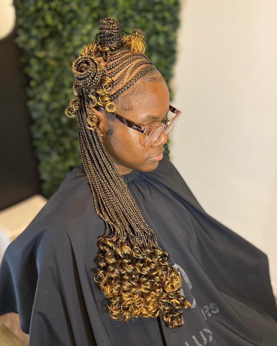 Waist-Length Tribal Braids with Gold Cuffs - fall hairstyles for black women