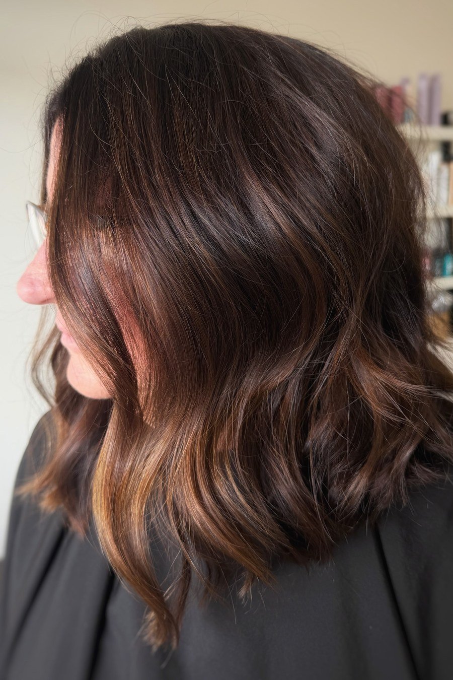 Textured Lob mom haircut idea
