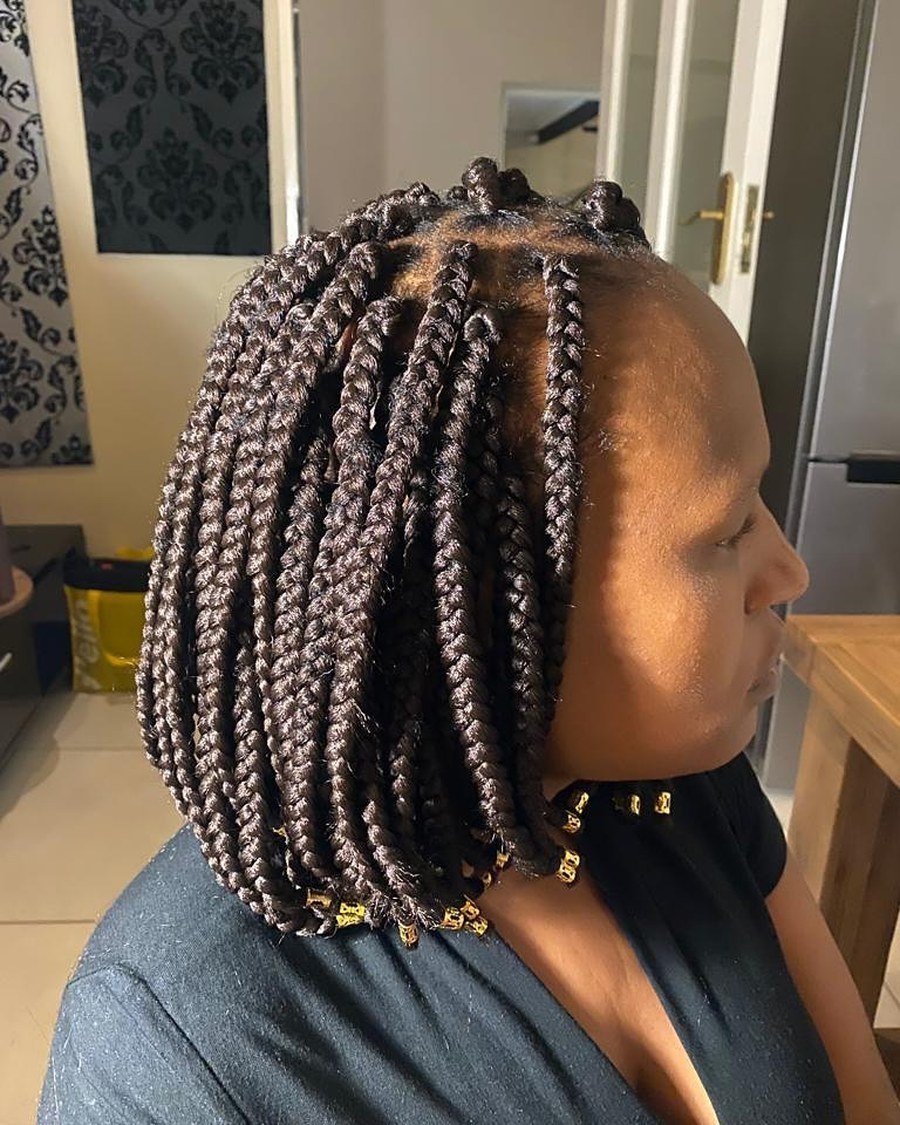 Layered Box Braid Bob - fall hairstyles for black women