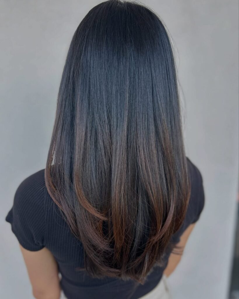 Long U-cut layers - long layered haircut for women over 50