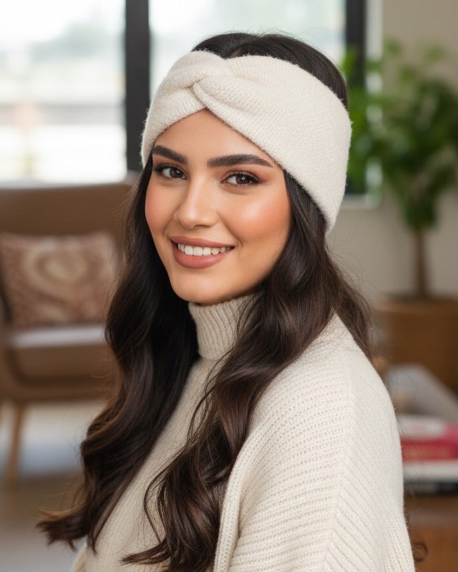 Loose Curls with a Knit Headband - fall hairstyles for black women