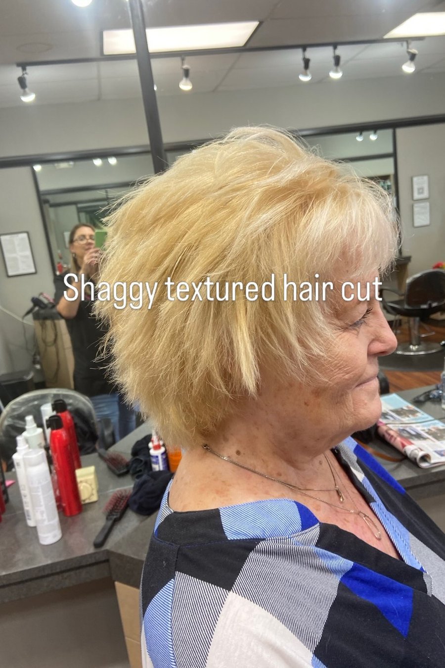 Choppy Shoulder-Length Layers medium length hairstyle for women over 70