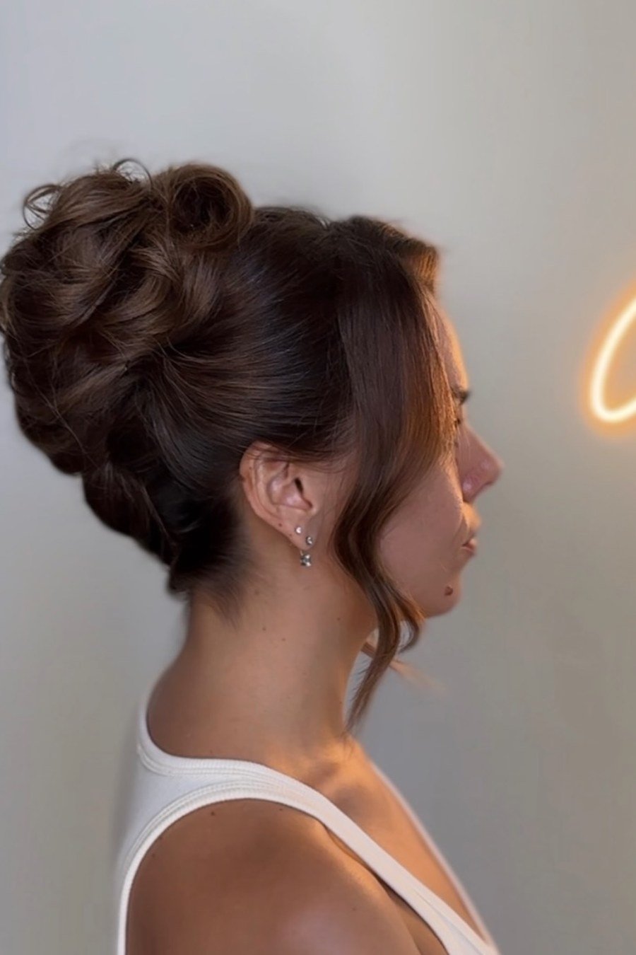 Textured Messy Bun bridesmaid hairstyle