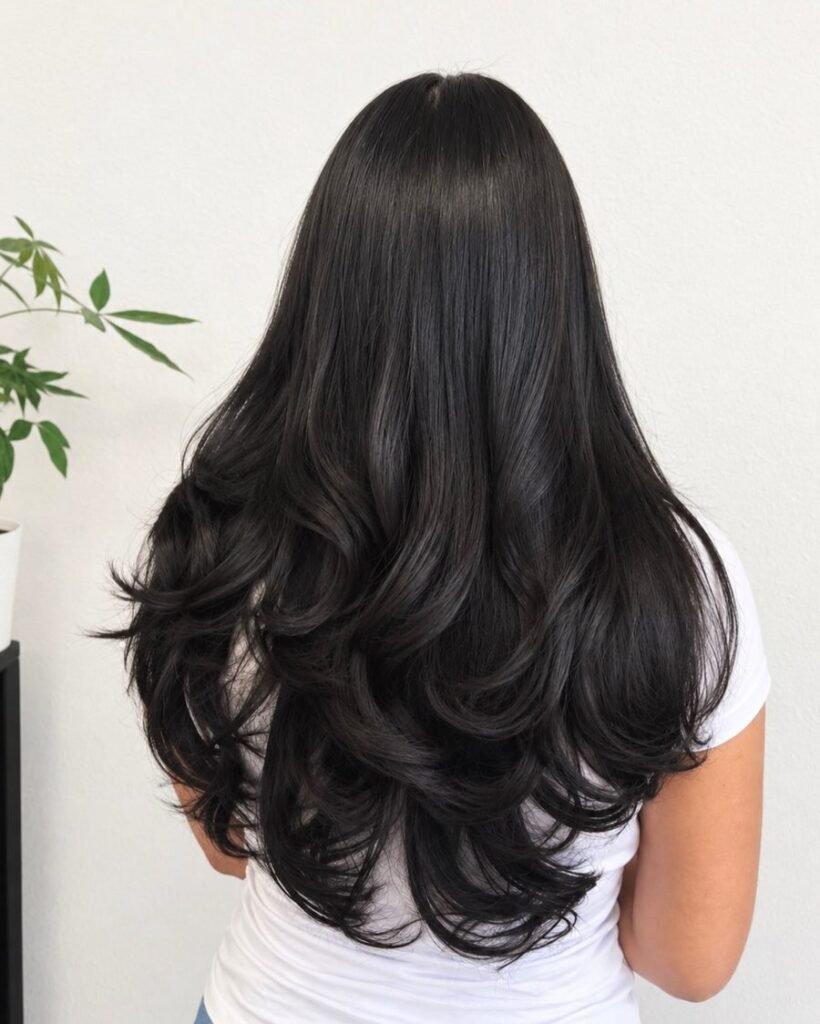 Feathered ends - long layered haircut for women over 50