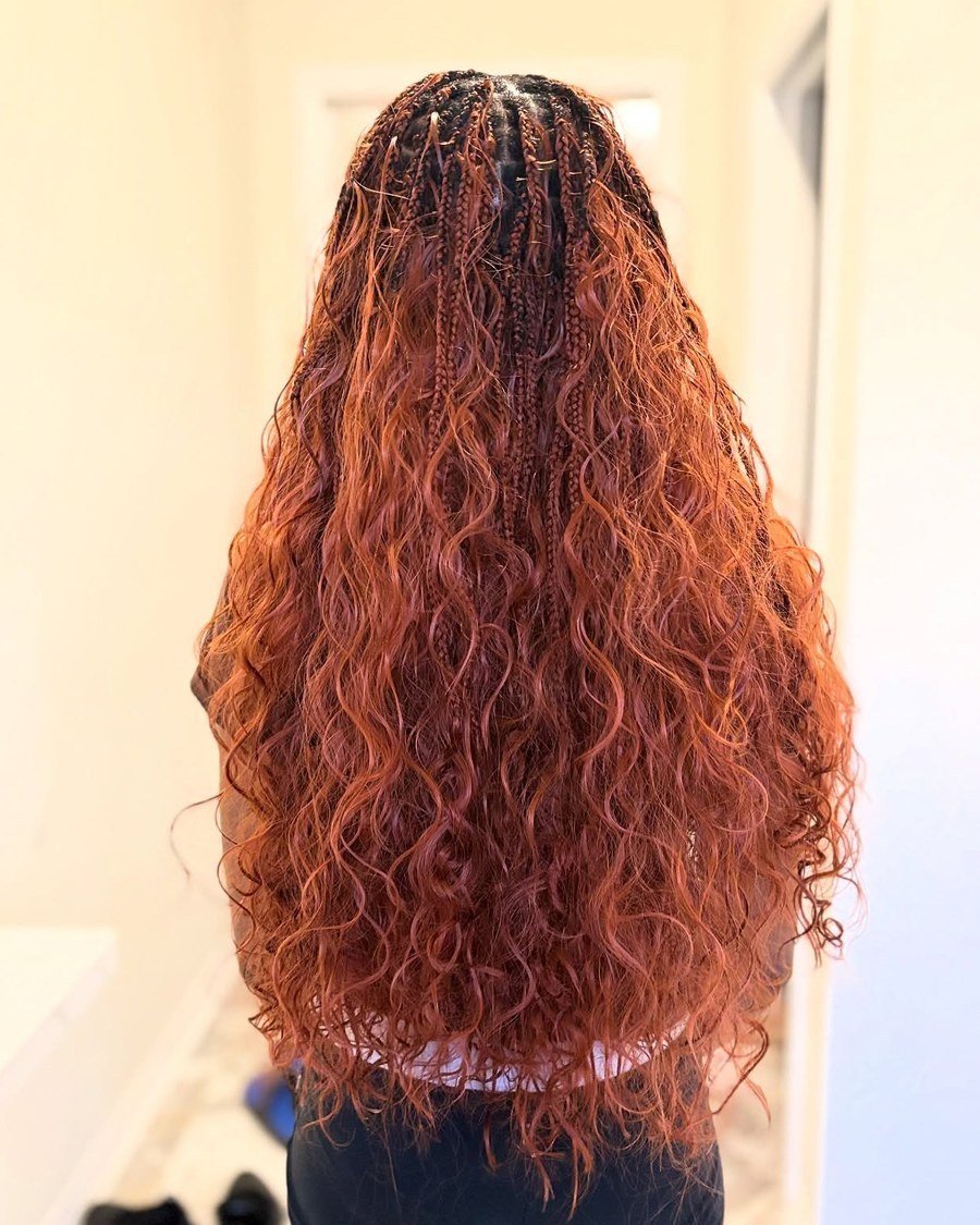 Spicy Copper Knotless Braids - fall hairstyles for black women
