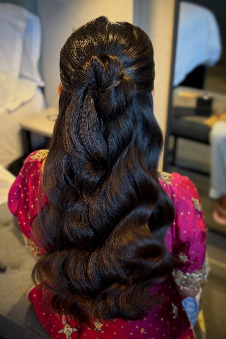 Hollywood Glamour Waves bridesmaid hairstyle