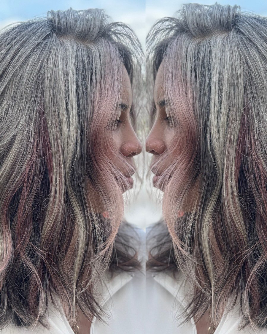 Rose-Kissed Gray - gray hair color
