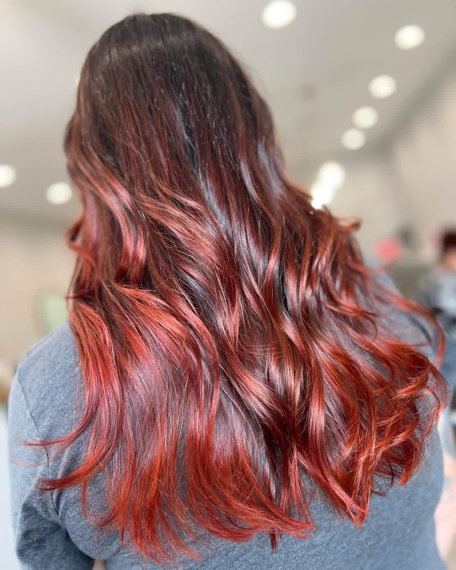 Dark Copper Ombre - dark copper hair ideas for women