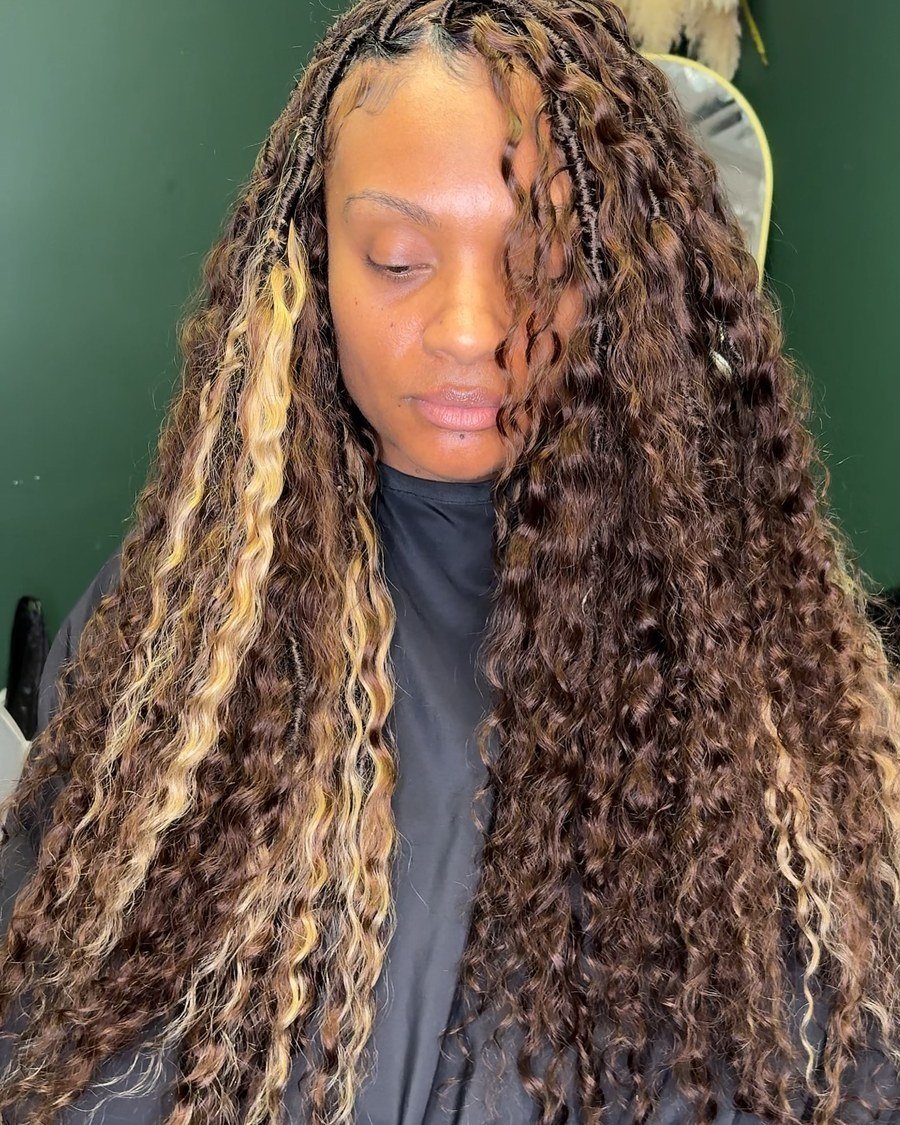 Goddess Locs with Warm Highlights - fall hairstyles for black women