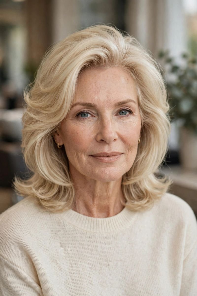 Blonde hair color idea for women over 50: Creamy Blonde