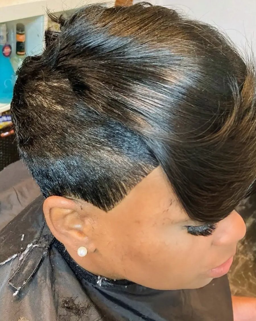Sleek slicked-back long pixie