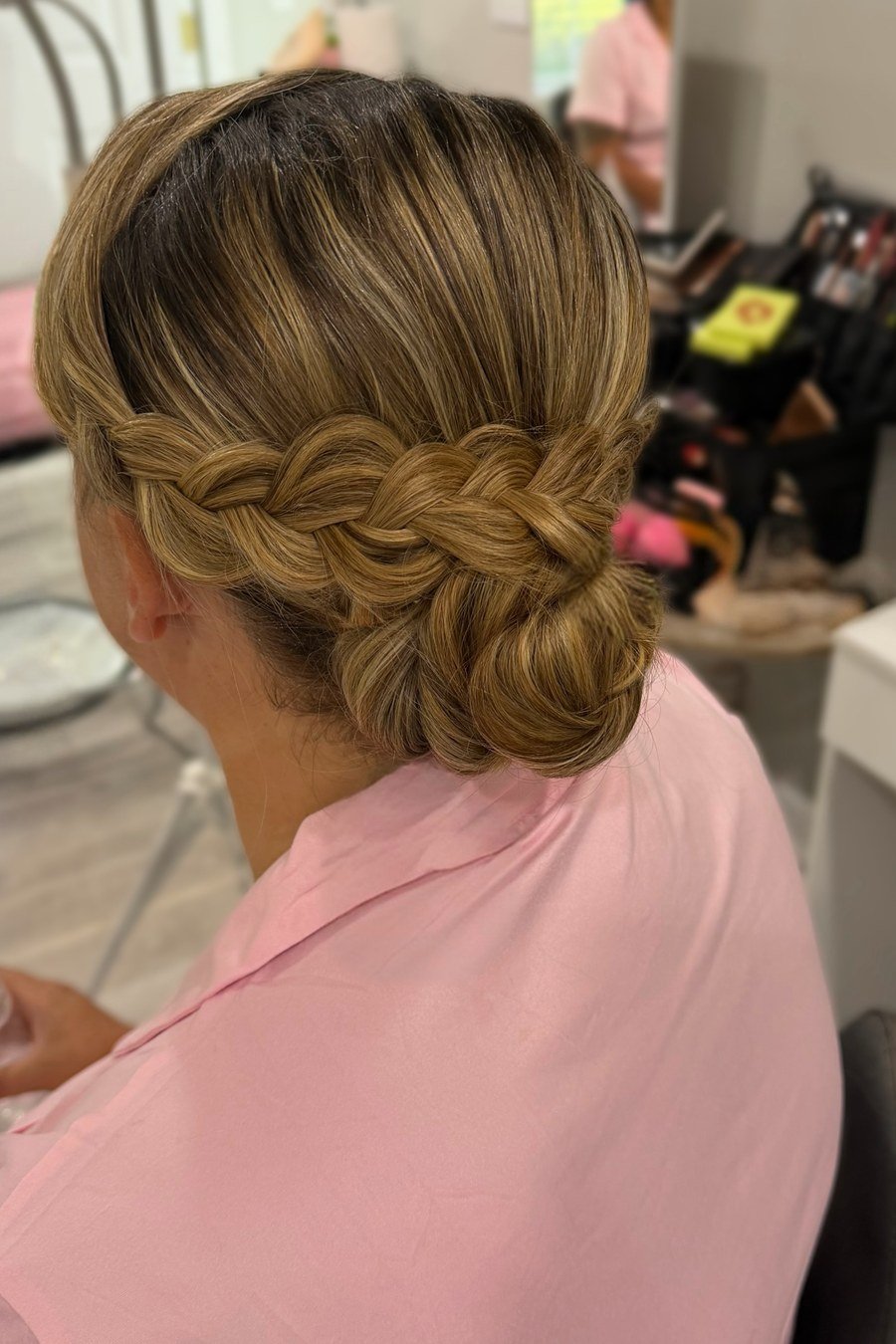 Braided Low Bun — easy updo for wedding guest hairstyle