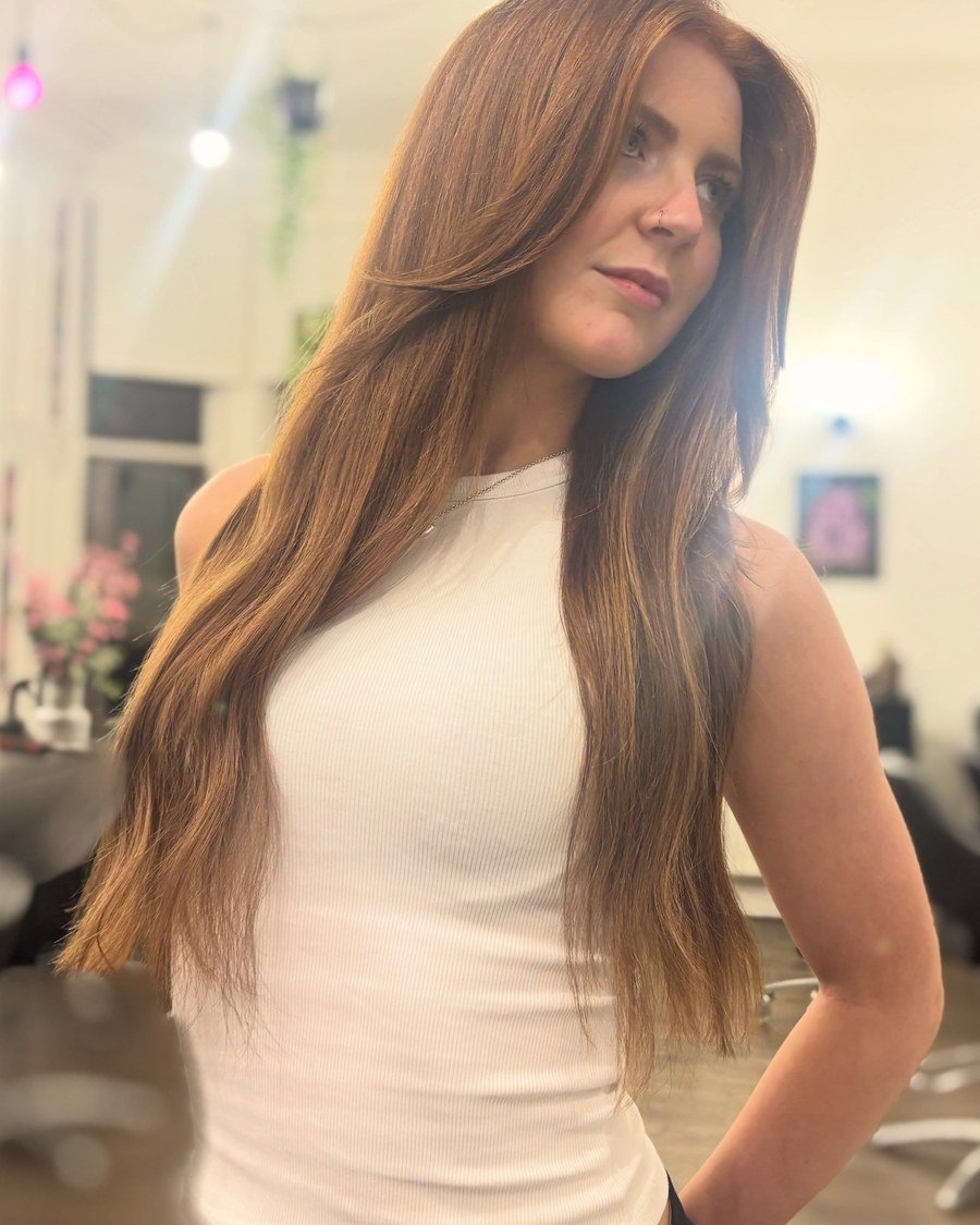 Dark Copper Lowlights on Brown Hair - dark copper hair ideas for women