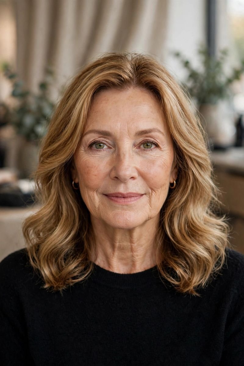 Blonde hair color idea for women over 50: Honey Blonde