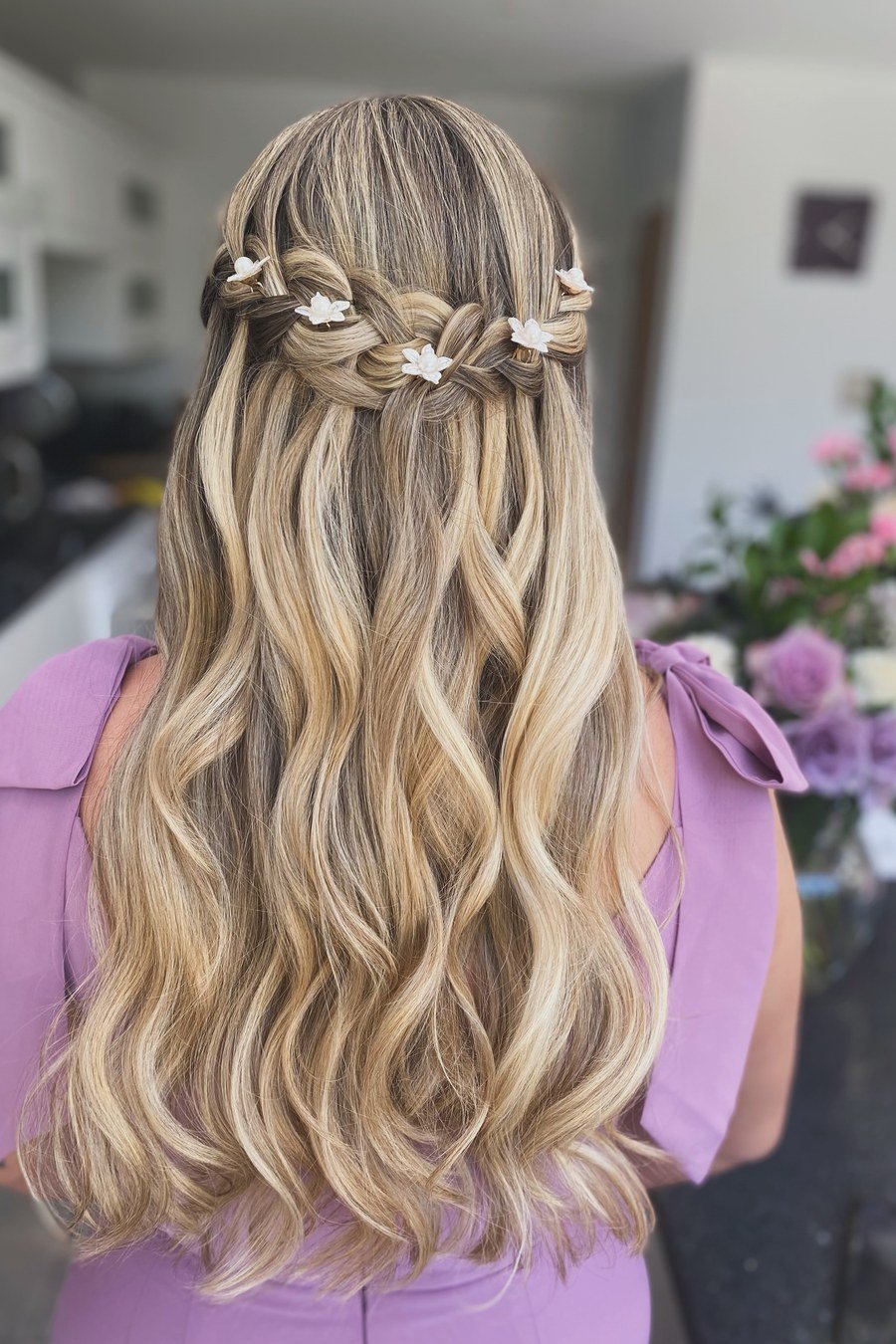Waterfall Braid Half-Up bridesmaid hairstyle