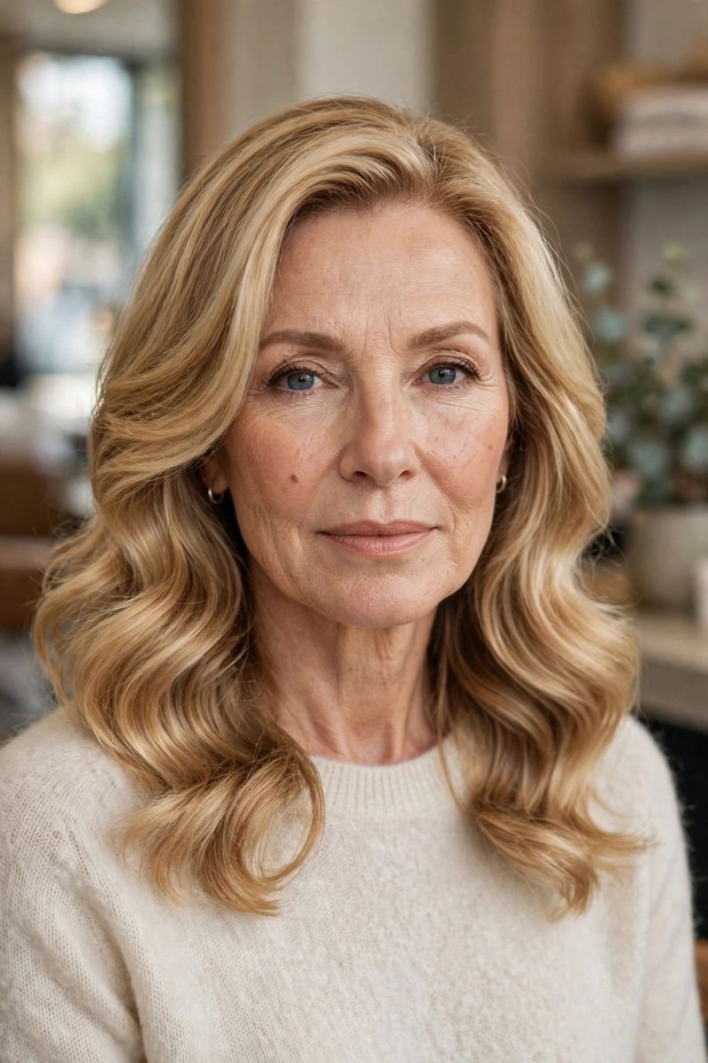 Blonde hair color idea for women over 50: Butterscotch Blonde