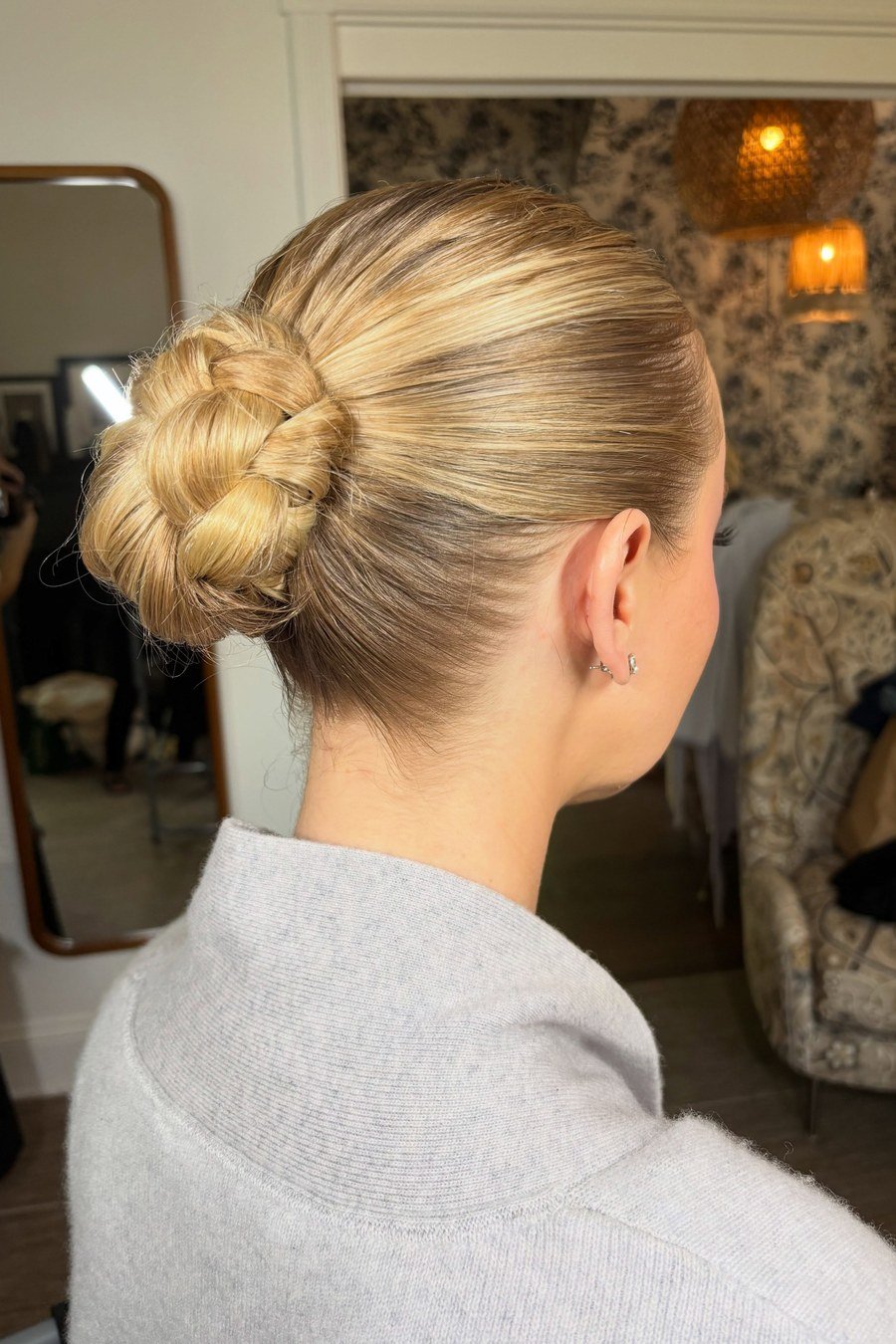 Braided Low Bun bridesmaid hairstyle