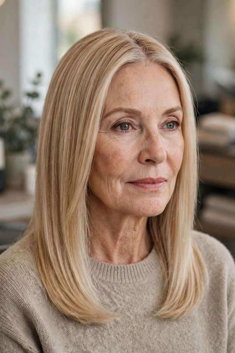Blonde hair color idea for women over 50: Warm Vanilla Blonde