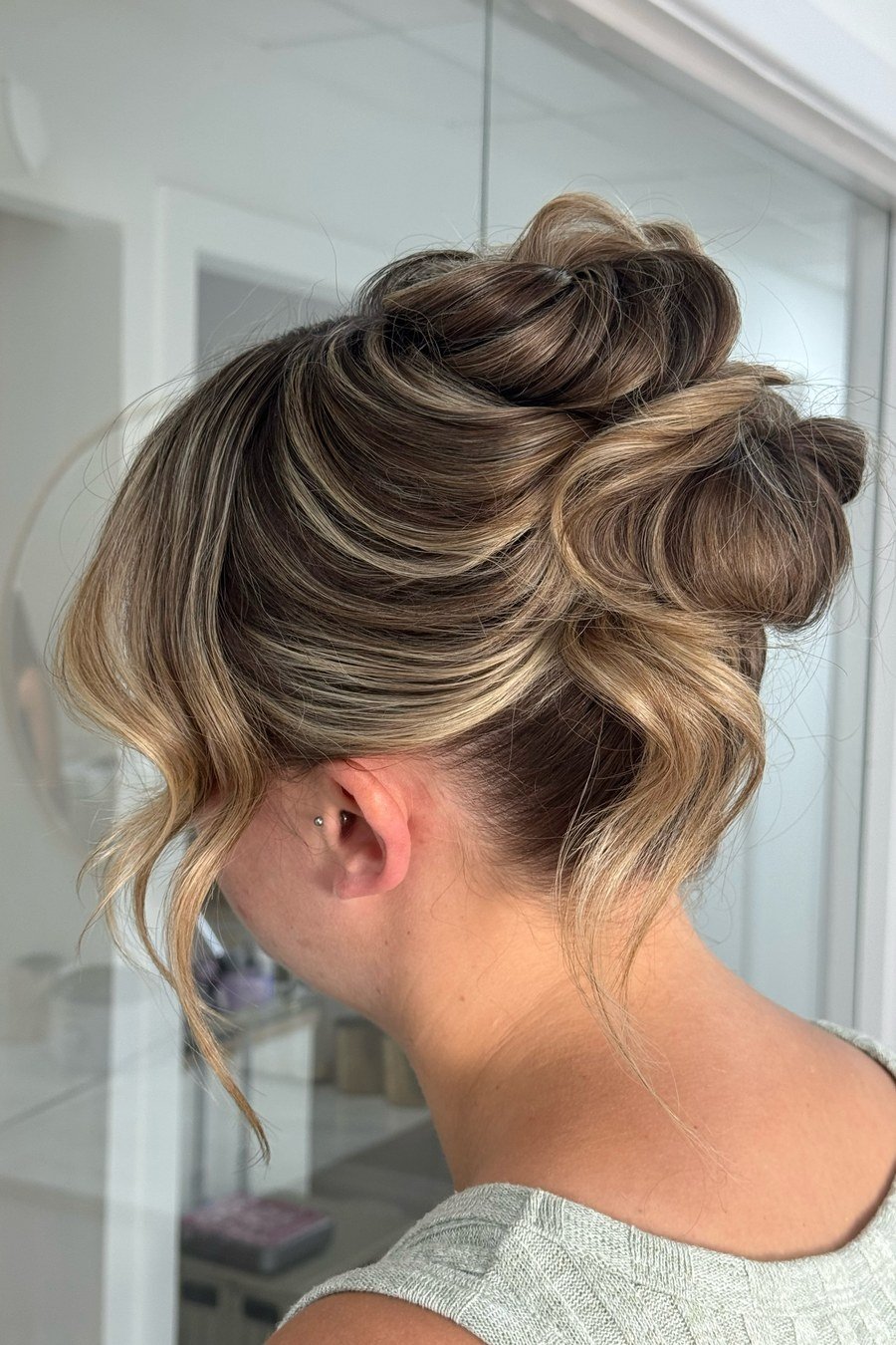Double Twist Bun — easy updo for wedding guest hairstyle