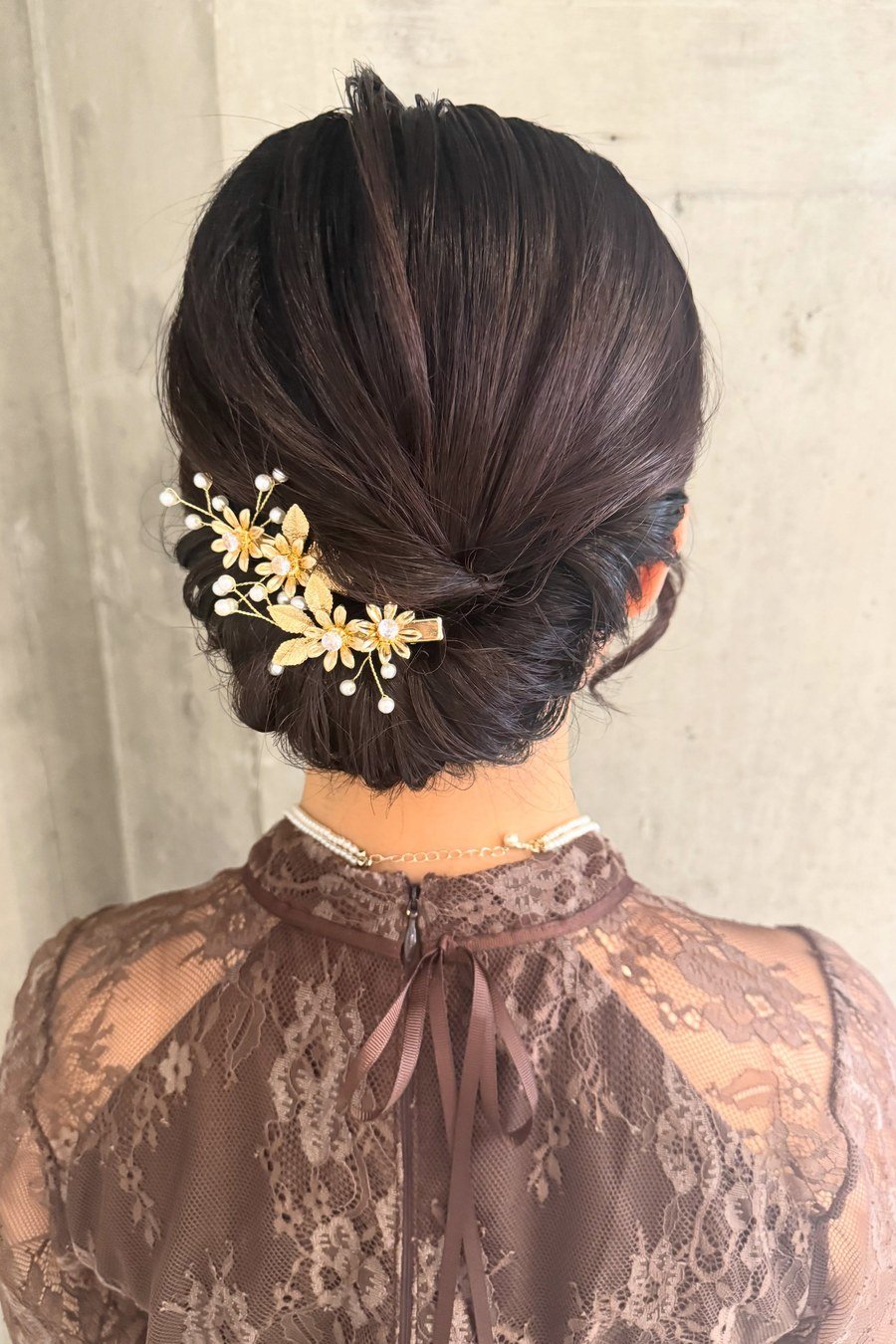 Gibson Tuck bridesmaid hairstyle