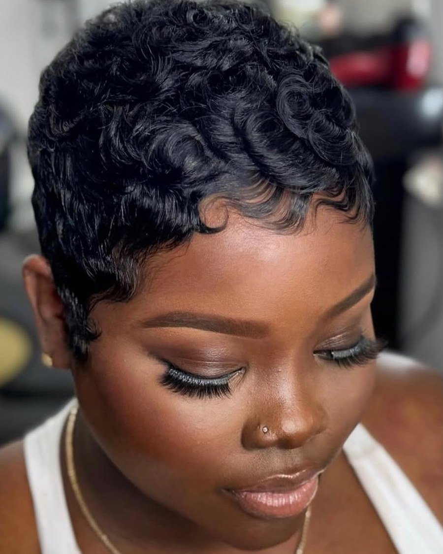 Choppy Curly Pixie - fall hairstyles for black women