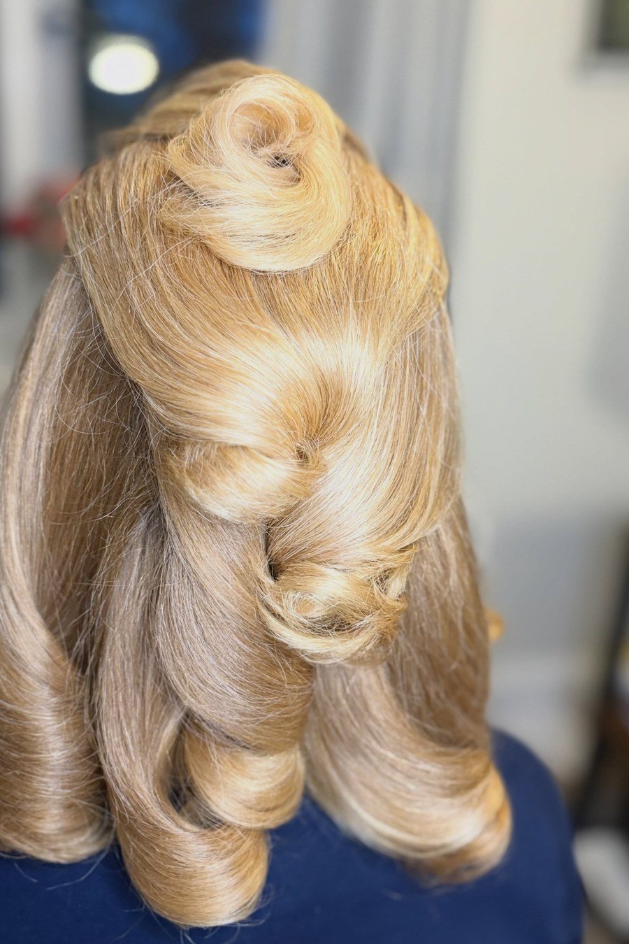 Vintage-Inspired Pin Curls bridesmaid hairstyle