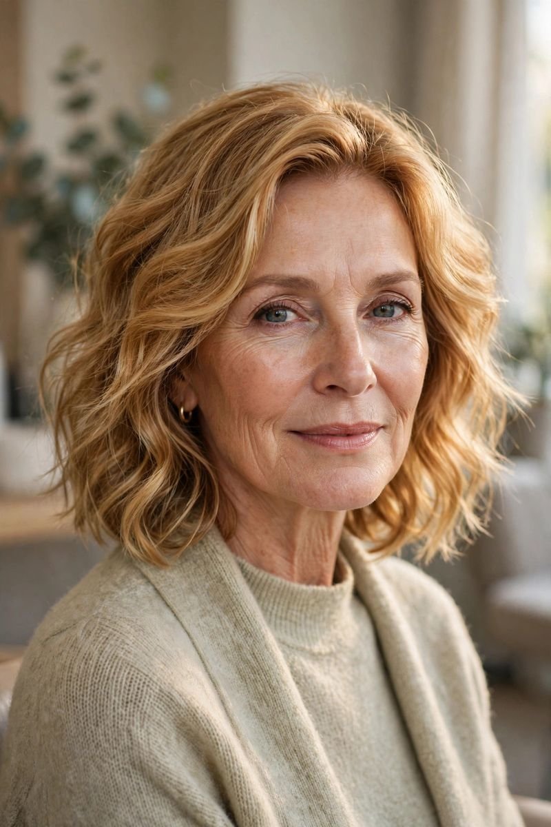 Blonde hair color idea for women over 50: Amber Blonde