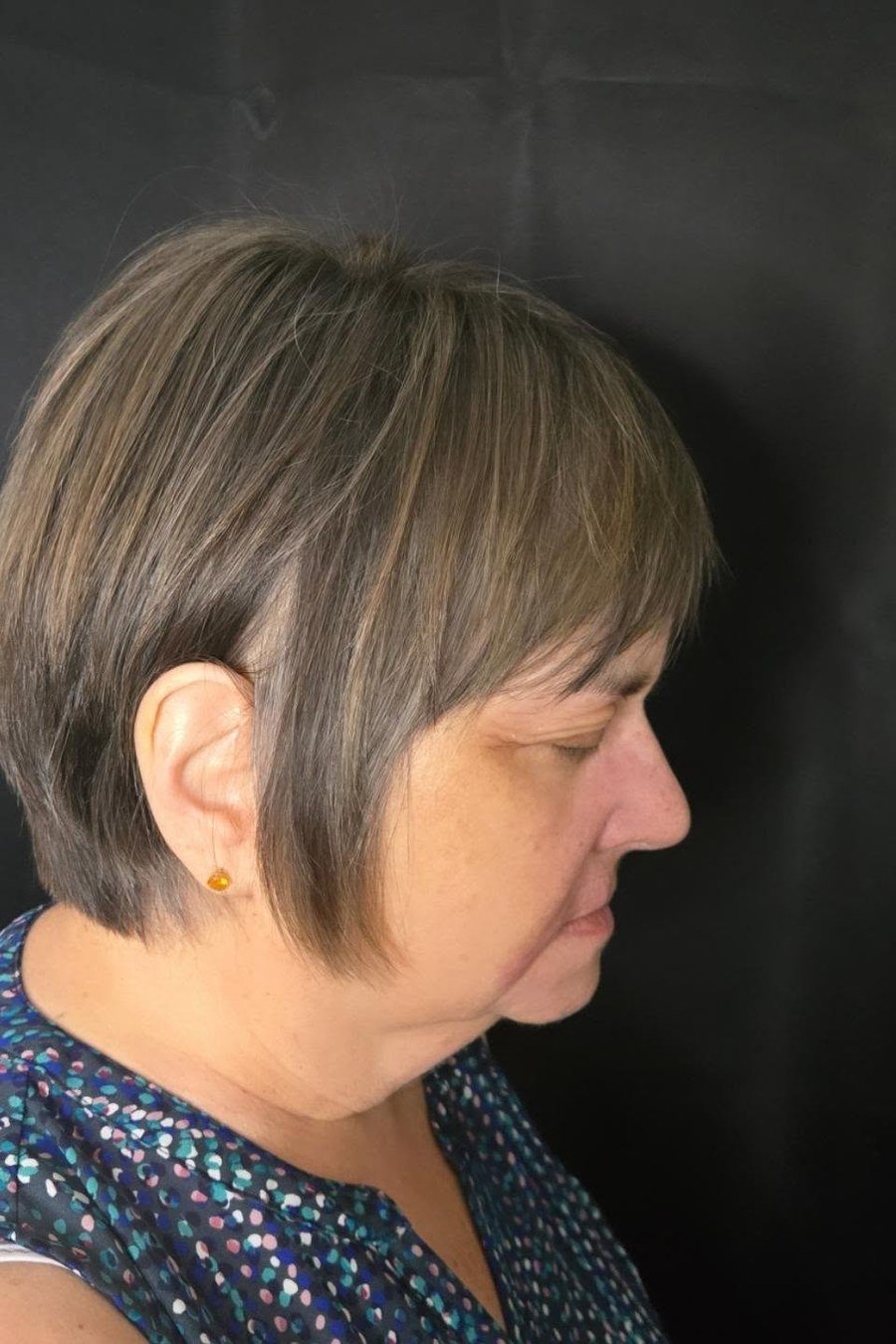 Short Layered Cut with Bangs - low maintenance short grey hairstyles for women