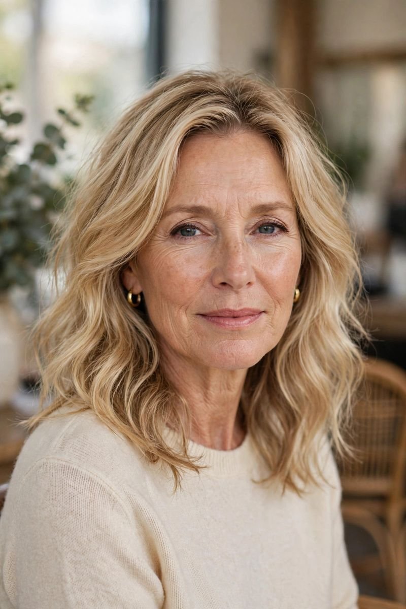 Blonde hair color idea for women over 50: Sunkissed Blonde