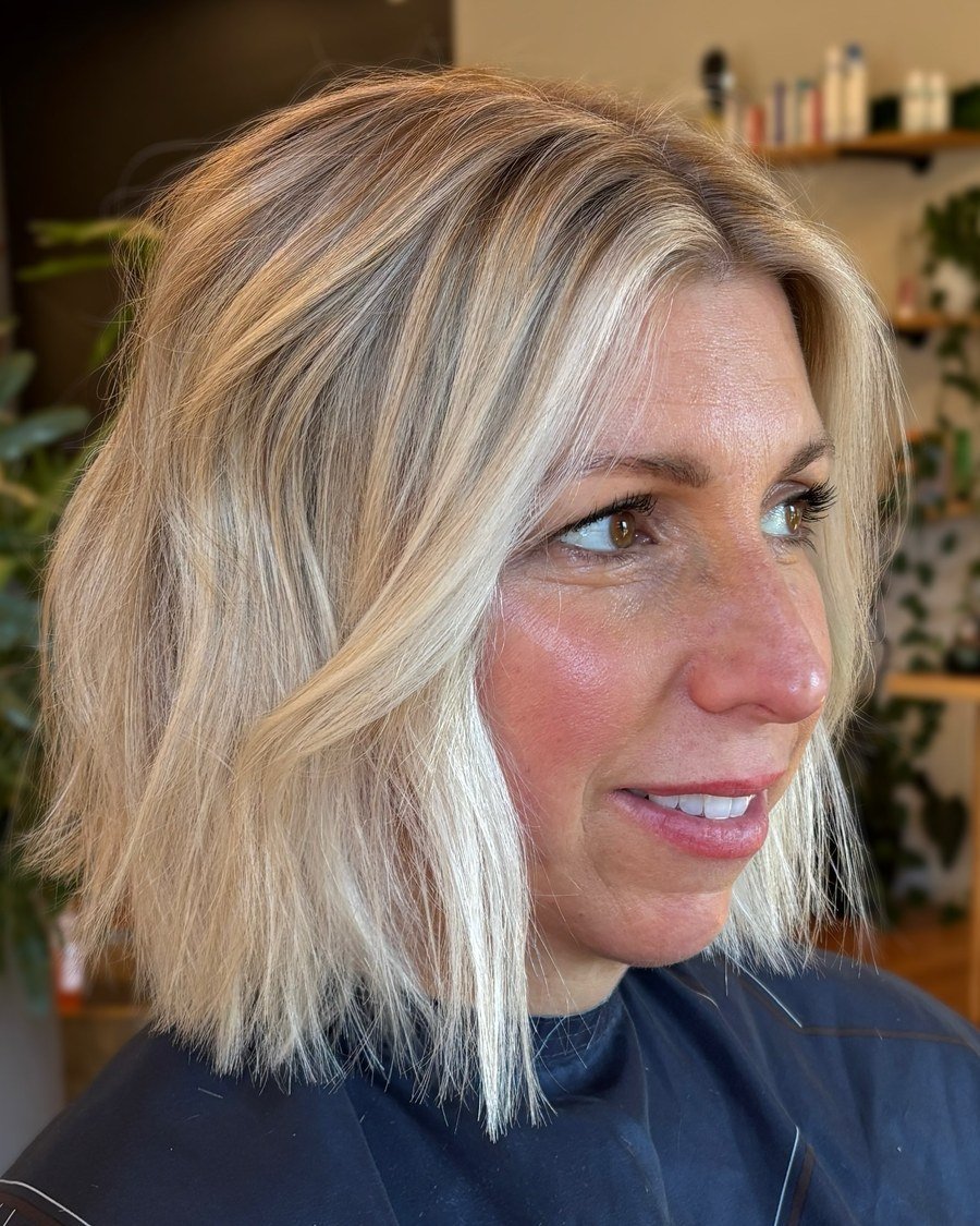 Bob with Shadow Root for thick hair - low maintenance short bob haircut