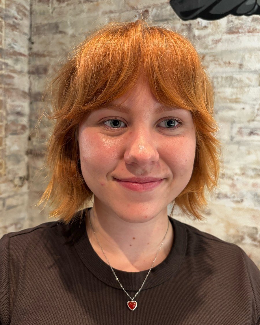 Copper Bob for thick hair - low maintenance short bob haircut