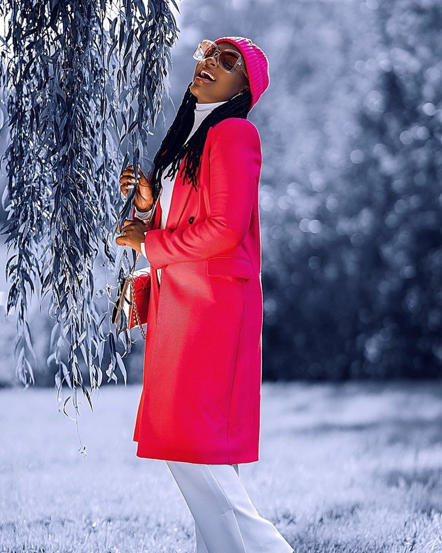 Box Braids Pulled Forward - beanie hairstyles
