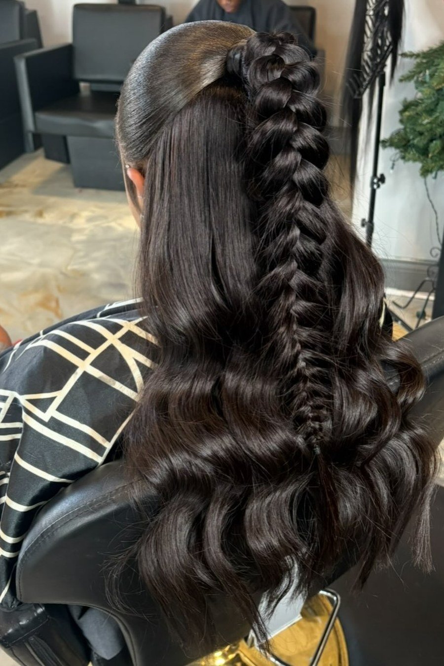 Half-Up Braided Ponytail hairstyle for black women