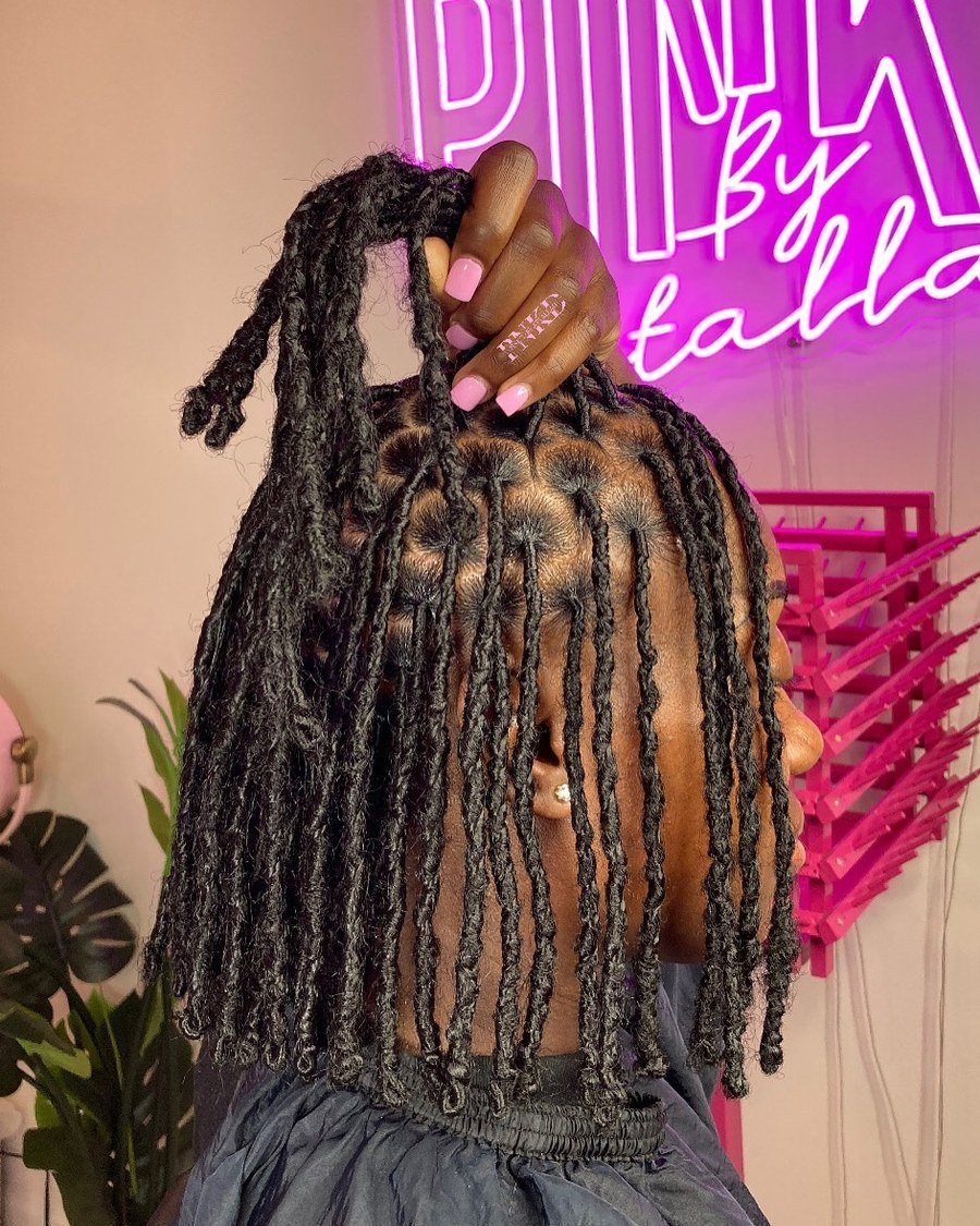 Shoulder-Length Faux Locs Bob - fall hairstyles for black women