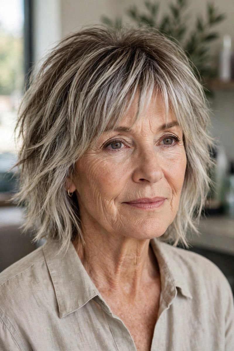 Blonde hair color idea for women over 50: Silver-Blonde Melt
