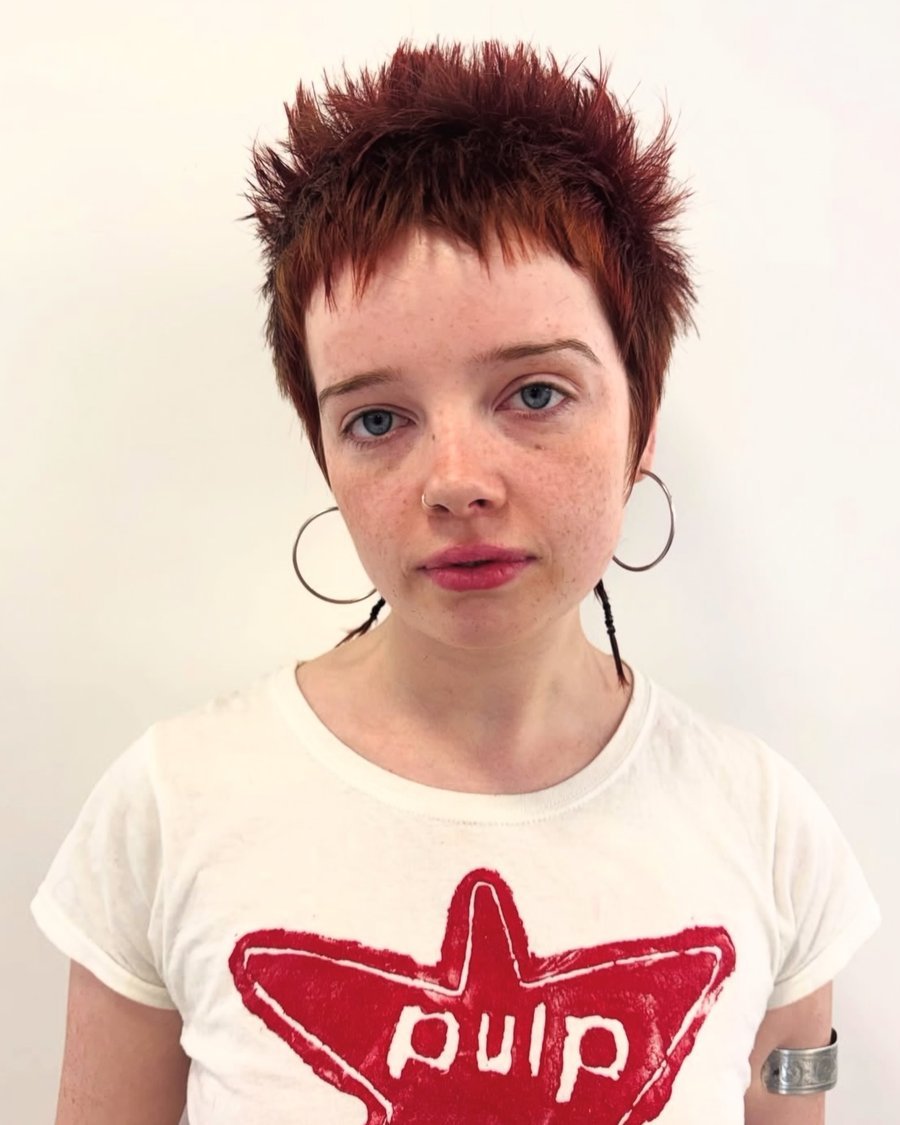 Textured long pixie on heart-shaped face