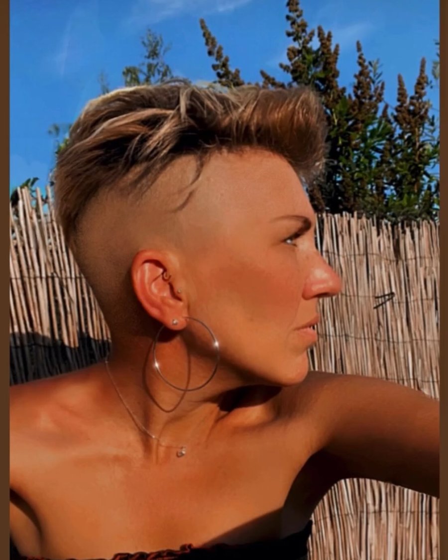 Long pixie with shaved sides