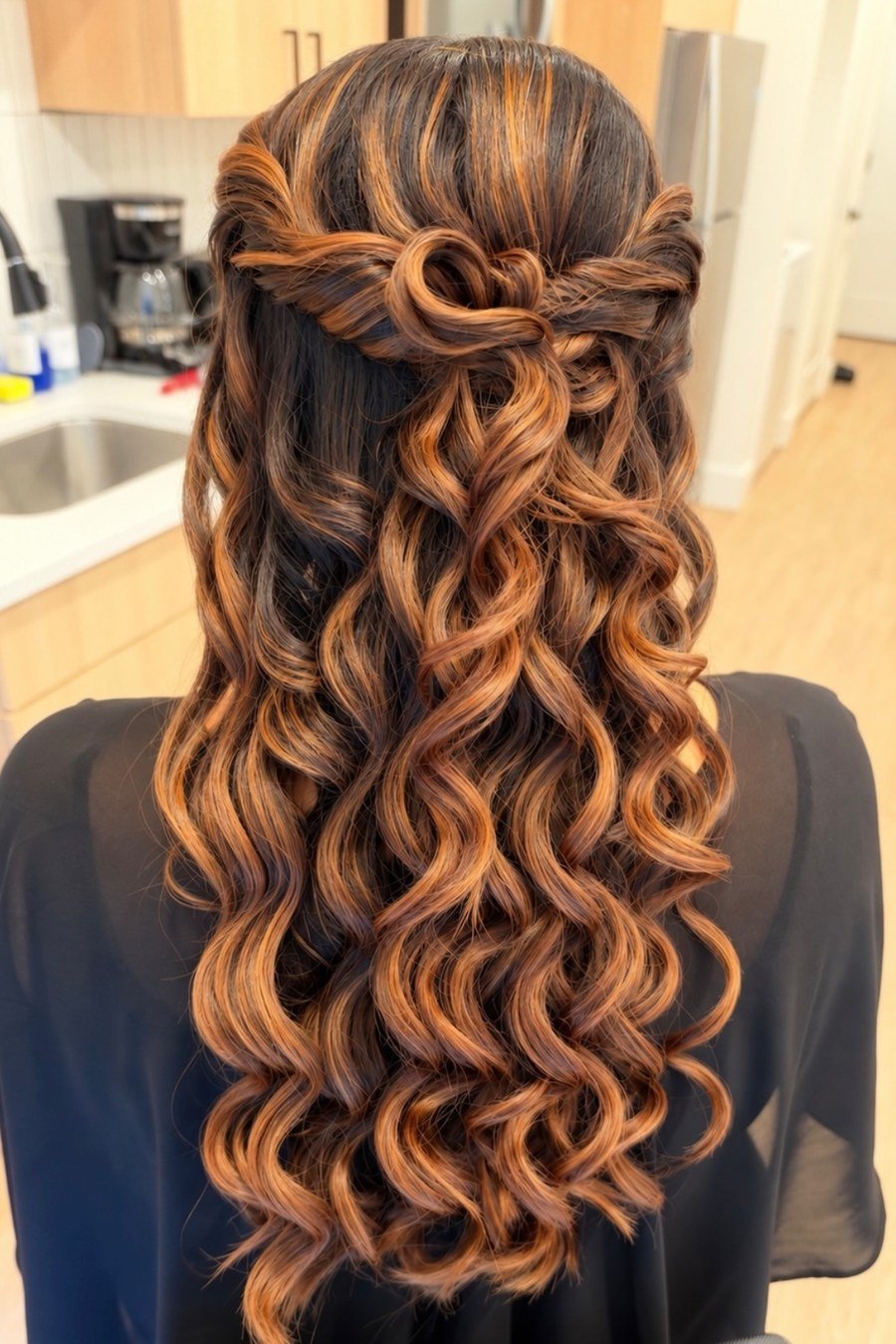 Defined Curls Half-Up bridesmaid hairstyle