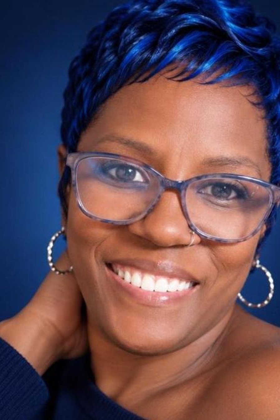 Bold Blue Pixie Crop mom haircut idea