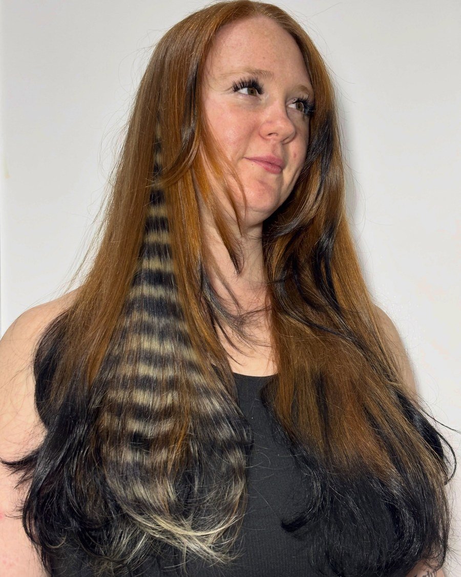 Dark Copper Peekaboo Two-Tone - dark copper hair ideas for women
