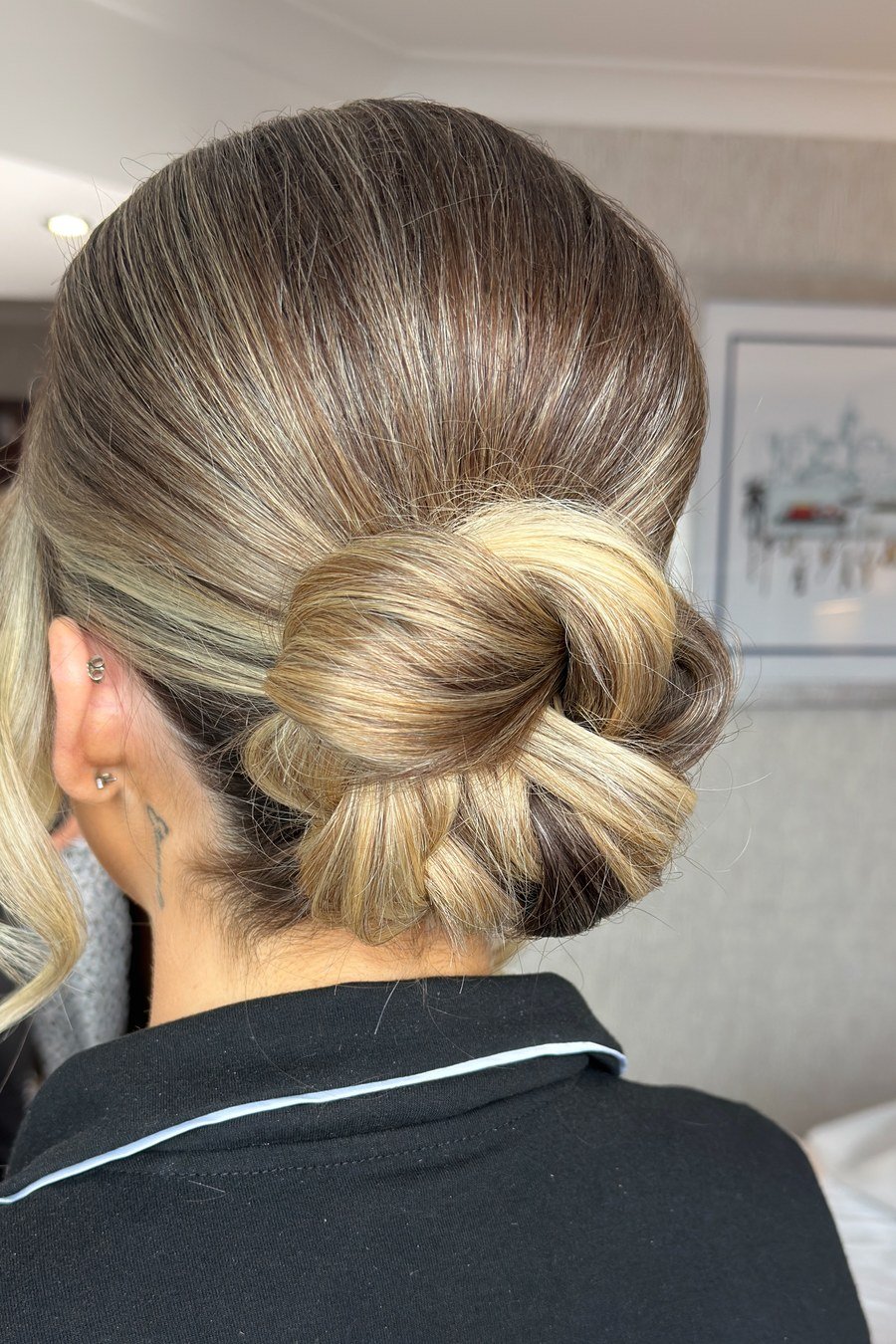 Elegant Low Knot bridesmaid hairstyle