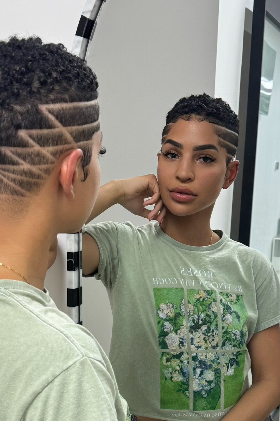 Curly Crop with Buzzed Side Designs — edgy short curly haircuts