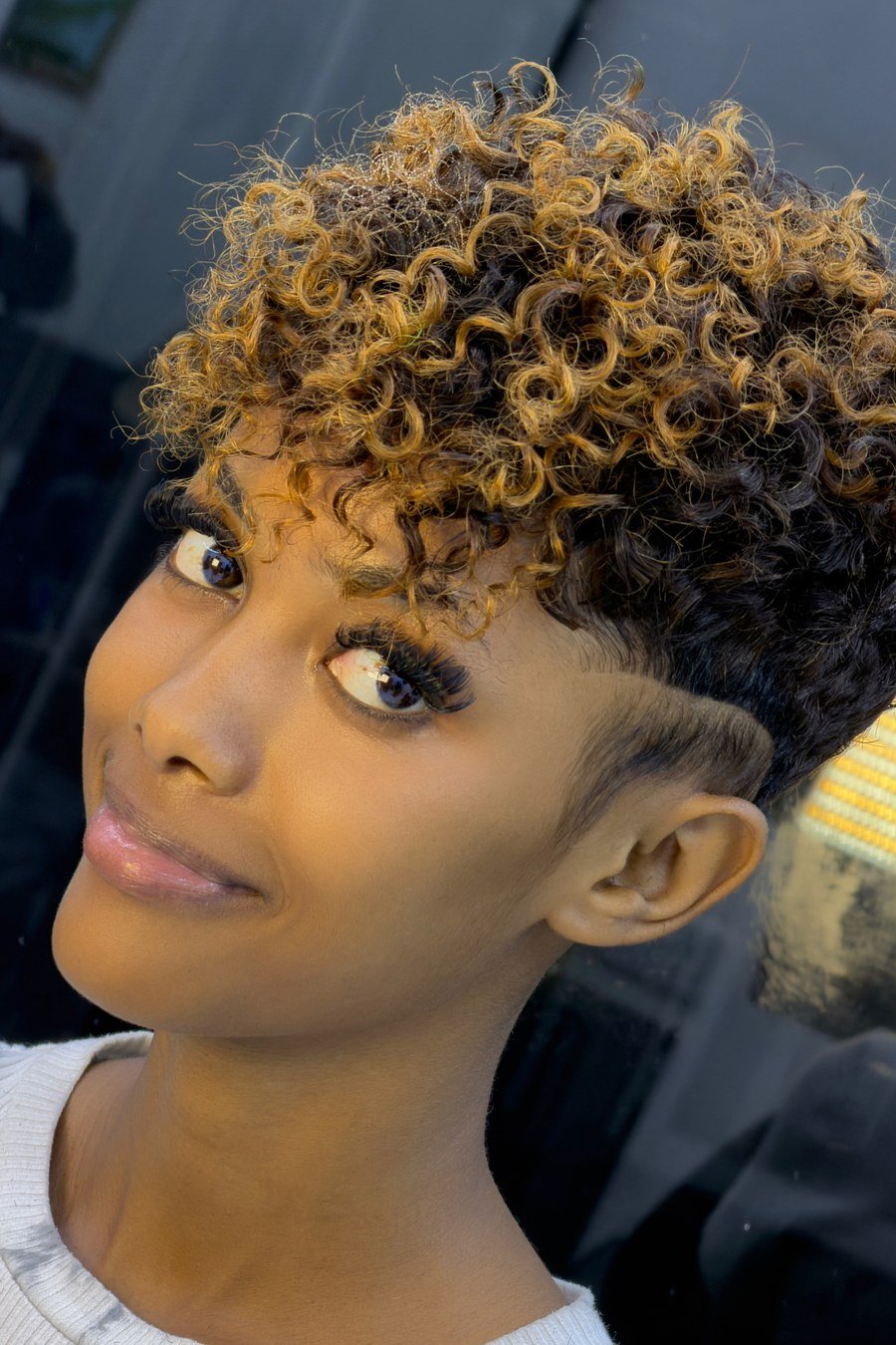 Edgy Curly Pixie with Highlights — edgy short curly haircuts